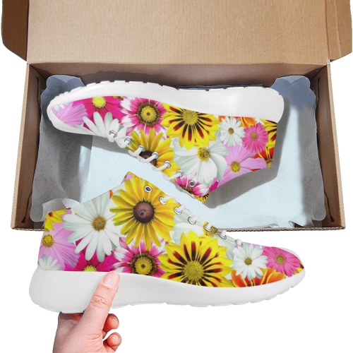 Spring Time Flowers 1 Women's Basketball Training Shoes/Large Size (Model 47502)