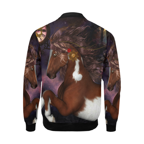 Awesome steampunk horse with clocks gears All Over Print Bomber Jacket for Men/Large Size (Model H19)