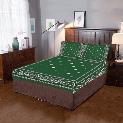 KERCHIEF PATTERN GREEN 3-Piece Bedding Set