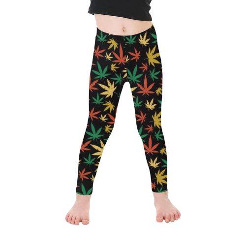 Cannabis Pattern Kid's Ankle Length Leggings (Model L06)