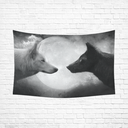 black-and-white-wolf-wall-tapestry Cotton Linen Wall Tapestry 90"x 60"