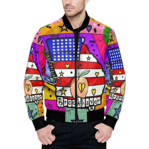 Brookhaven by Nico Bielow All Over Print Quilted Bomber Jacket for Men (Model H33)