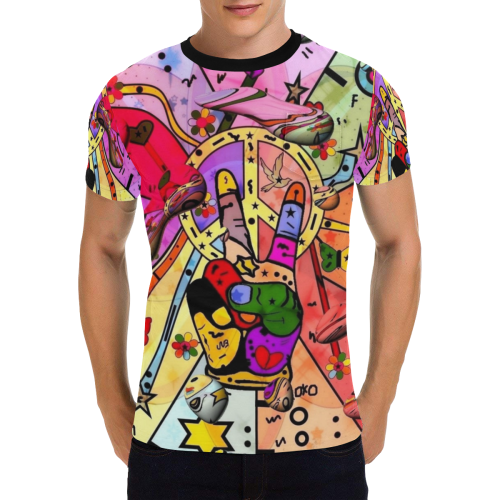 Peace Popart by Nico Bielow Men's All Over Print T-Shirt with Chest Pocket (Model T56)