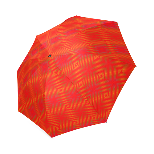 Red orange multicolored multiple squares Foldable Umbrella (Model U01)