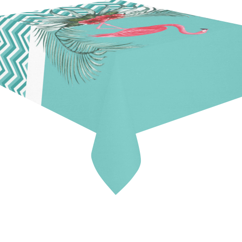 Retro Flamingo Chevron Cotton Linen Tablecloth 52"x 70"