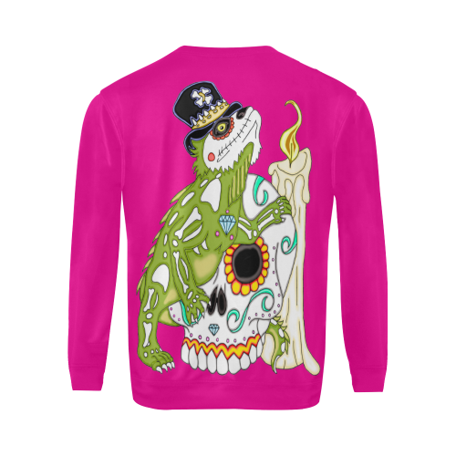 Iguana Sugar Skull Pink All Over Print Crewneck Sweatshirt for Men (Model H18)