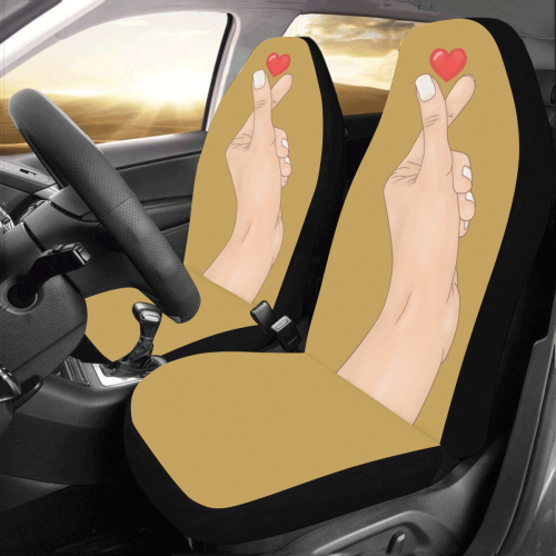 Hand With Finger Heart / Gold Car Seat Covers (Set of 2)