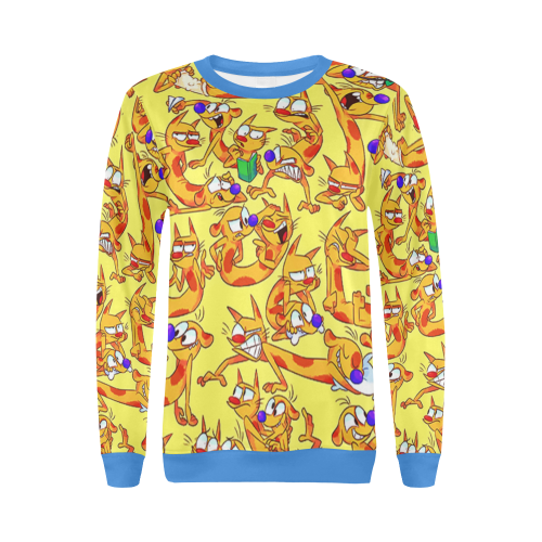 catdog All Over Print Crewneck Sweatshirt for Women (Model H18)