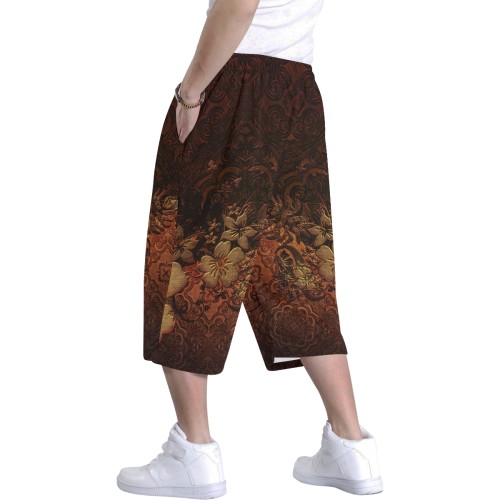 Floral design, vintage Men's All Over Print Baggy Shorts (Model L37)