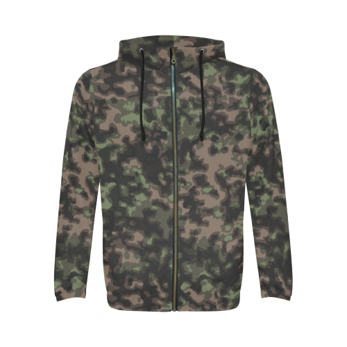 WWII Rauchtarn Spring Camouflage All Over Print Full Zip Hoodie for Men (Model H14)
