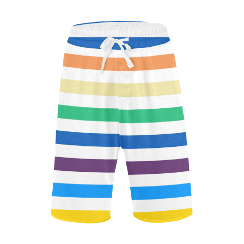 Rainbow Stripes with White Men's All Over Print Casual Shorts (Model L23)