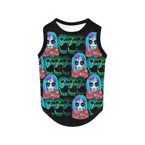 Goth sugarskull with attitude dog coat All Over Print Pet Tank Top
