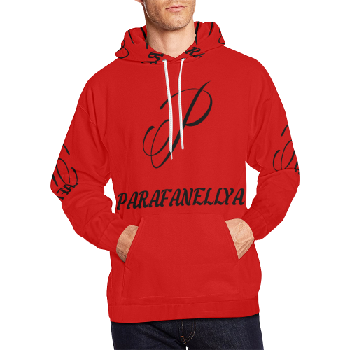 Parafanellya Men's Red w/ Black Stylish Print Hoodie All Over Print Hoodie for Men (USA Size) (Model H13)