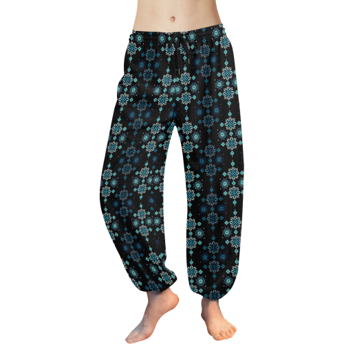 Green on black -  pattern with atmosphere Women's All Over Print Harem Pants (Model L18)
