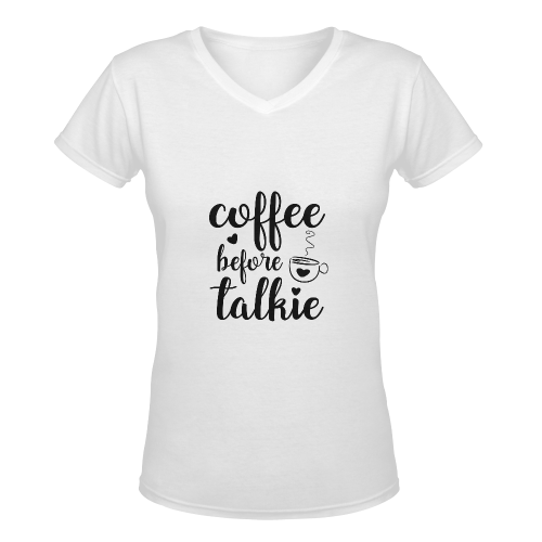 Coffee before talkie Women's Deep V-neck T-shirt (Model T19)