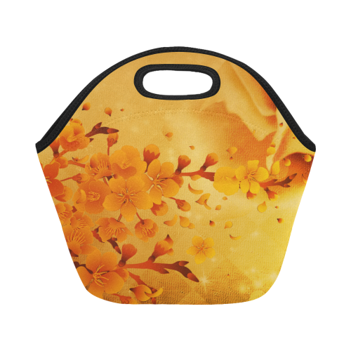 Floral design, soft colors Neoprene Lunch Bag/Small (Model 1669)