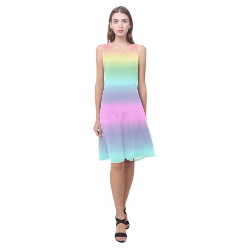 Pastel Rainbow Sleeveless Splicing Shift Dress(Model D17)