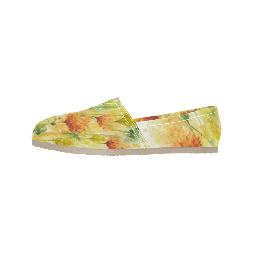 Yellow Wild Flowers Watercolors - floral Women's Classic Canvas Slip-On (Model 1206)