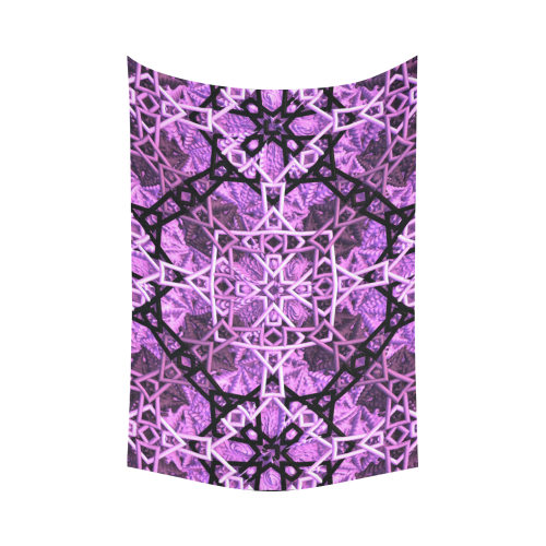 Pink/Black Fractal Pattern Cotton Linen Wall Tapestry 90"x 60"