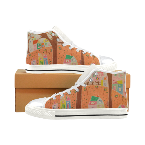Autumn Fall High Top Canvas Shoes for Kid (Model 017)