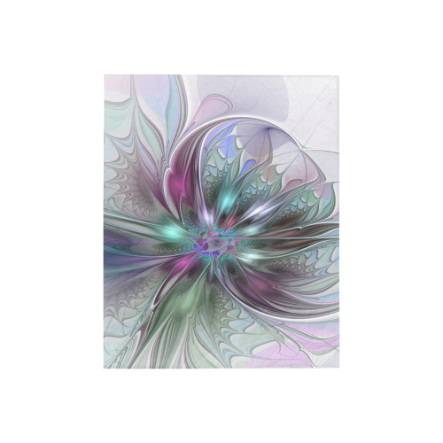Colorful Fantasy Abstract Modern Fractal Art Flower Quilt 40"x50"
