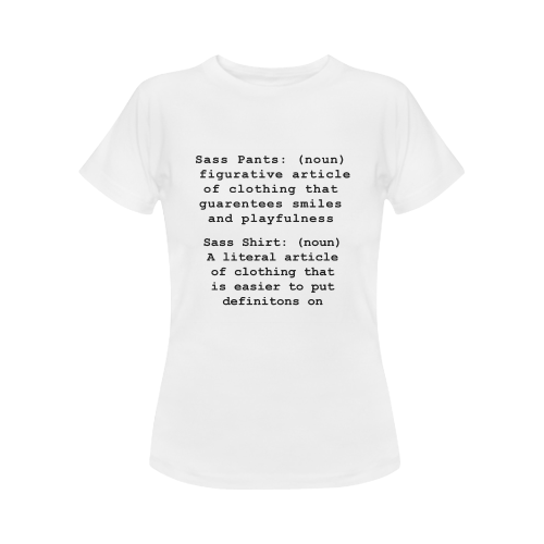 Definitions B/White Women's T-Shirt in USA Size (Front Printing Only)