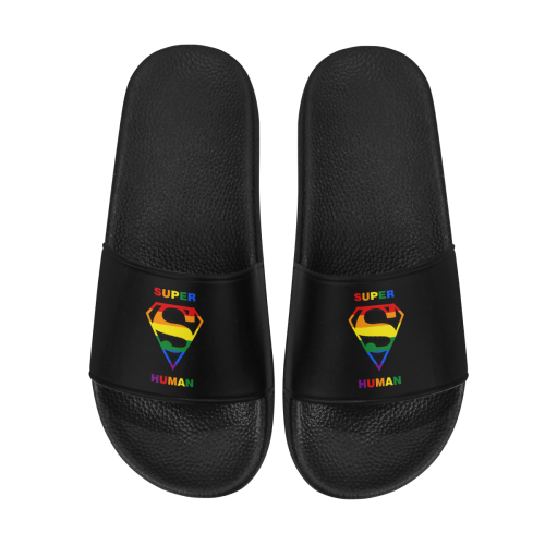 Super Human Pride Slides Black Men's Slide Sandals (Model 057)