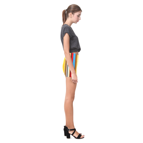 Colorful abstract pattern stripe art Briseis Skinny Shorts (Model L04)