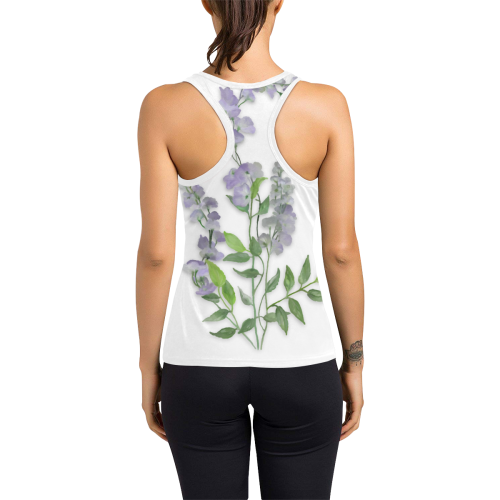 Purple tiny flower with shadow - floral watercolor Women's Racerback Tank Top (Model T60)