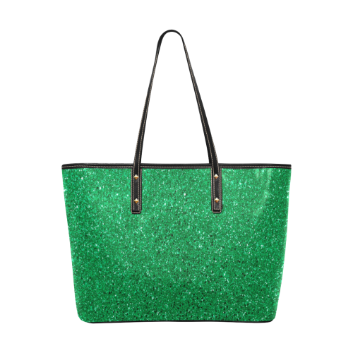 Green Glitter Chic Leather Tote Bag (Model 1709)