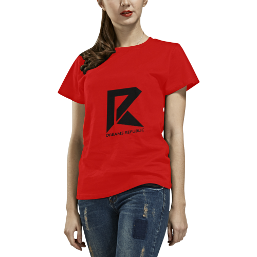 T-Shirt for Women(Red and Black) All Over Print T-Shirt for Women (USA Size) (Model T40)