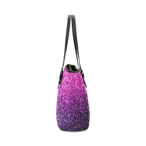 Beautiful Purple Pink Ombre glitter sparkles Leather Tote Bag/Large (Model 1640)