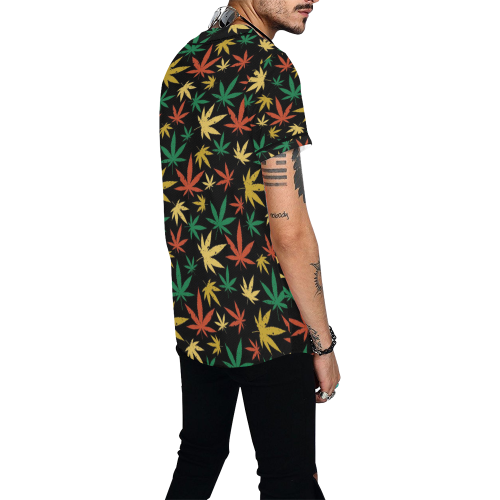 Cannabis Pattern All Over Print Baseball Jersey for Men (Model T50)