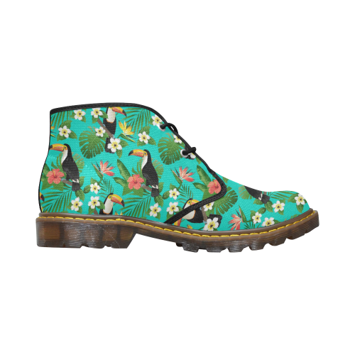 Tropical Summer Toucan Pattern Women's Canvas Chukka Boots (Model 2402-1)