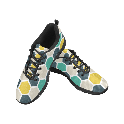Hexagonal Geometric Women's Breathable Running Shoes/Large (Model 055)
