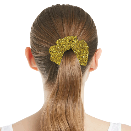 Gold Glitter All Over Print Hair Scrunchie