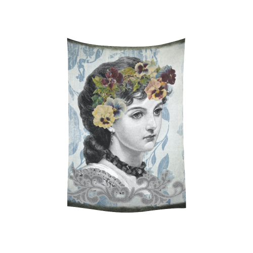 Vintage Lady Cotton Linen Wall Tapestry 40"x 60"