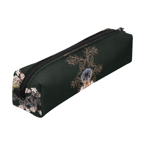 floral-black and peach Pencil Pouch/Small (Model 1681)