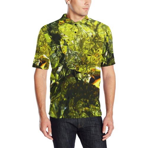 folded bright yellow Men's All Over Print Polo Shirt (Model T55)