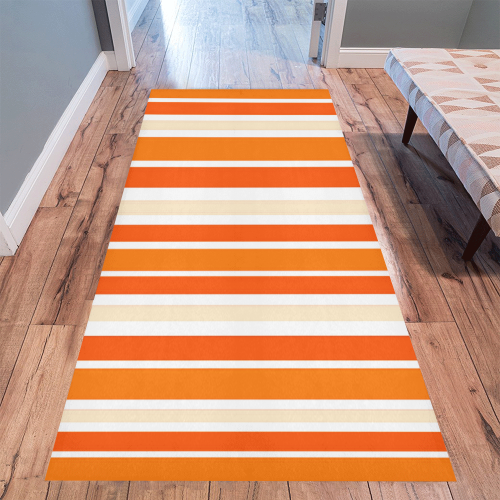 Bright Orange Stripes Area Rug 9'6''x3'3''