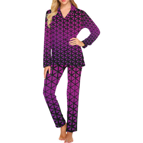 triangle patterns #pattern Women's Long Pajama Set (Sets 02)