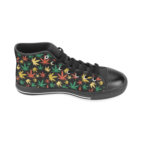 Cannabis Pattern Men’s Classic High Top Canvas Shoes /Large Size (Model 017)