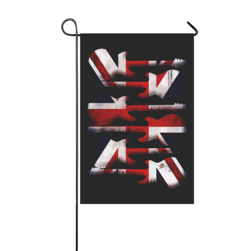 Union Jack British UK Flag Guitars Black Garden Flag 12‘’x18‘’（Without Flagpole）