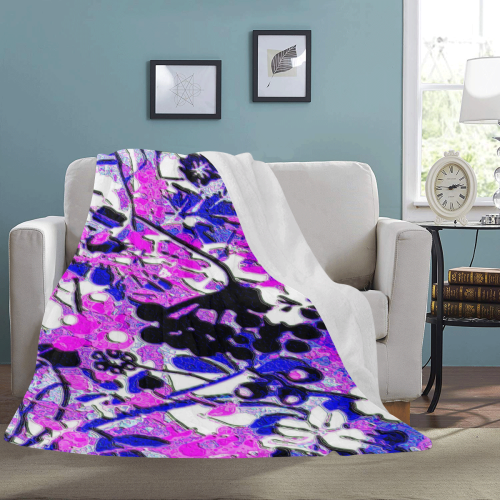 floral abstract in bright colors Ultra-Soft Micro Fleece Blanket 60"x80"