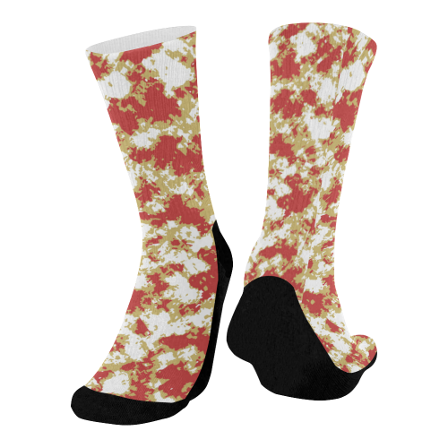 Vibrant Abstract Textured Grunge Pattern Mid-Calf Socks (Black Sole)