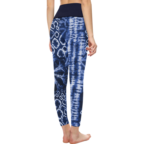 Blue Shibori Abstract Women's All Over Print High-Waisted Leggings (Model L36)