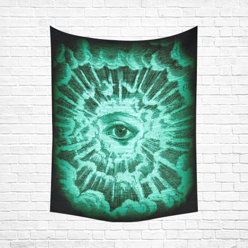 Illuminati Third Eye Source Awakening Blacklight Magick Cotton Linen Wall Tapestry 60"x 80"