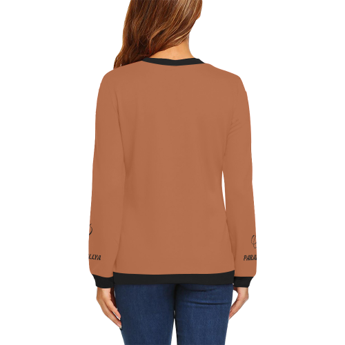 Ladie's Light Brown Sweatshirt All Over Print Crewneck Sweatshirt for Women (Model H18)