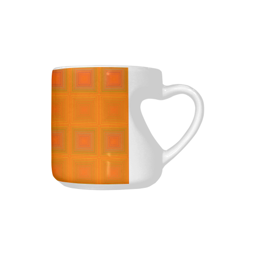 Orange reddish multicolored multiple squares Heart-shaped Mug(10.3OZ)