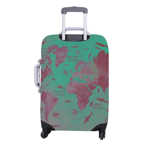 world map #world #map Luggage Cover/Medium 22"-25"